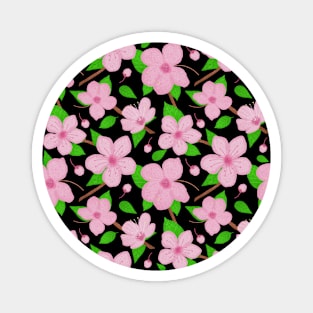 Cherry blossoms pattern - black Magnet